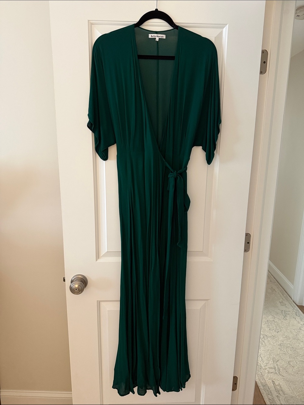 Green Reformation Winslow wrap dress